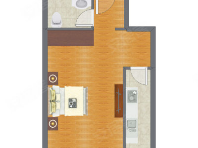 1室0厅 47.40平米户型图