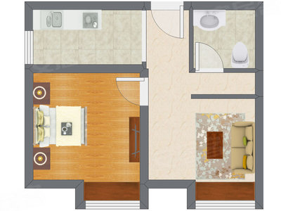 1室1厅 72.00平米户型图