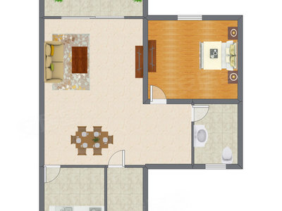 1室2厅 87.77平米