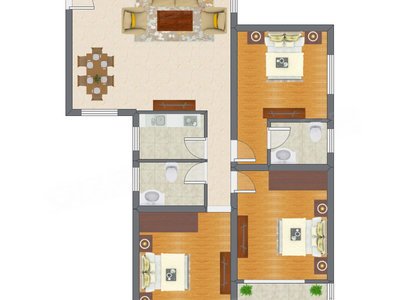 3室2厅 136.93平米户型图