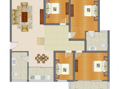 4室2厅 122.71平米户型图