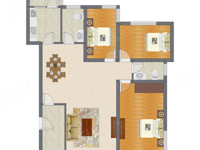 3室2厅 140.40平米户型图