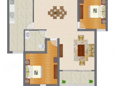 2室2厅 85.28平米户型图