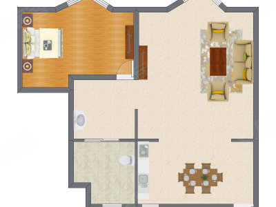 1室2厅 78.67平米户型图