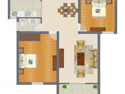 2室1厅 76.06平米