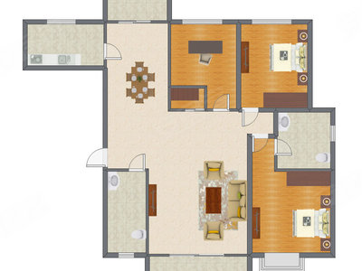 3室2厅 186.00平米户型图