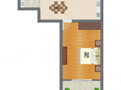 1室1厅 30.75平米