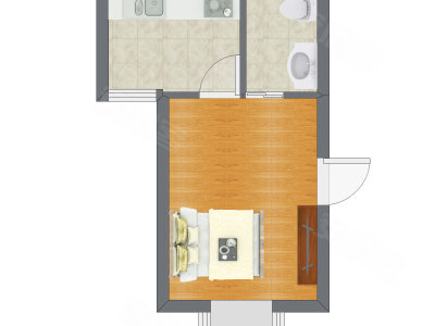 1室0厅 29.13平米户型图