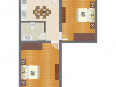 2室1厅 54.80平米