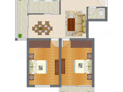 2室2厅 93.79平米户型图