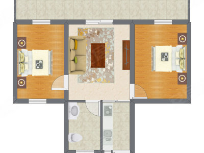 2室1厅 59.00平米