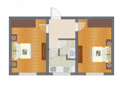 2室1厅 55.55平米