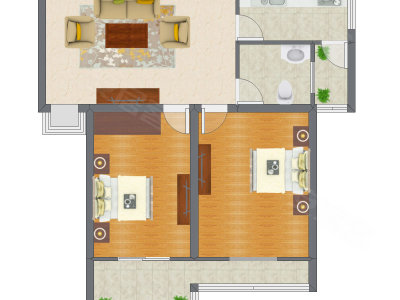 2室1厅 69.69平米