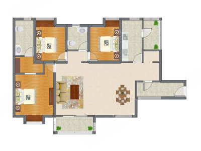 3室2厅 127.00平米