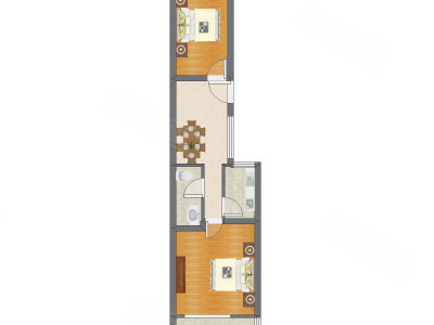 2室1厅 39.35平米户型图