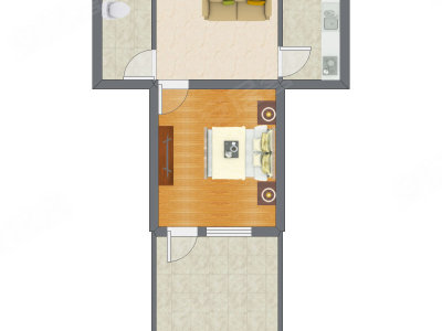 1室1厅 39.00平米户型图