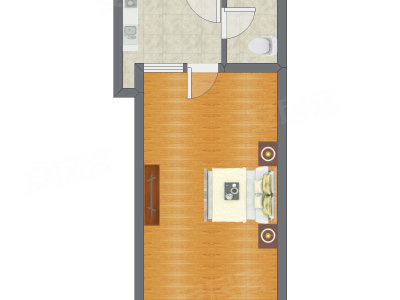 1室0厅 52.34平米户型图