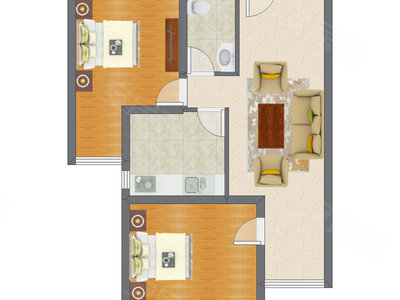 2室1厅 89.47平米户型图