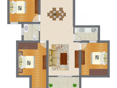 3室2厅 76.42平米