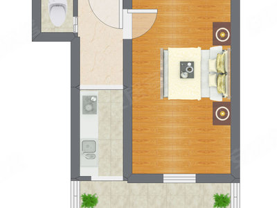 1室1厅 38.00平米户型图