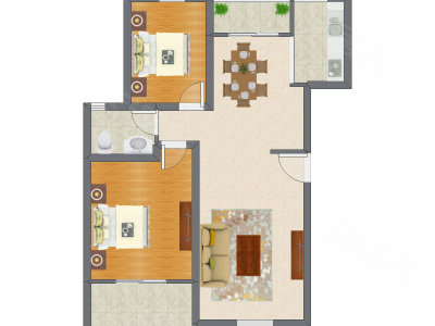 2室2厅 98.55平米