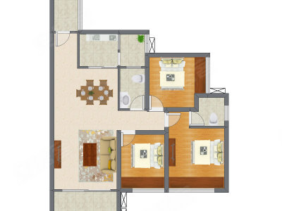 3室2厅 101.95平米户型图