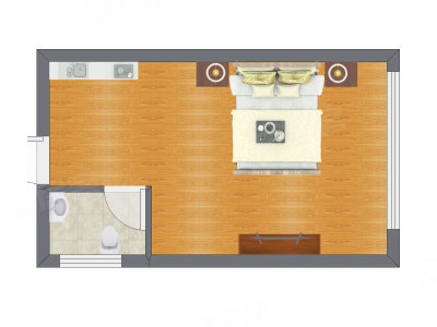 1室1厅 42.26平米户型图