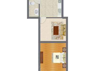 1室1厅 41.67平米户型图