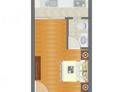 1室0厅 31.21平米户型图