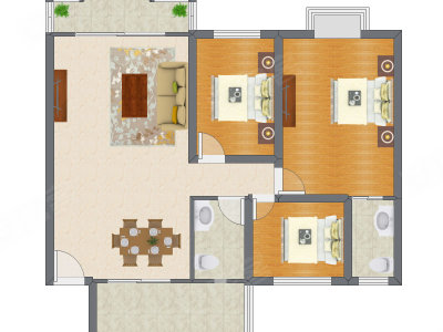 3室2厅 78.00平米户型图
