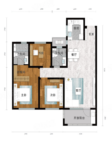 金秋悦府(新房)3室2厅121㎡210万二手房图片