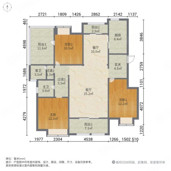 加州橘郡3室2厅2卫118.93㎡南180万