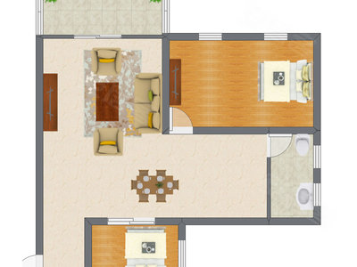 2室1厅 81.70平米户型图