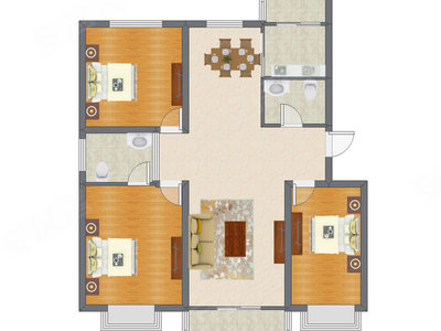 3室2厅 117.10平米户型图