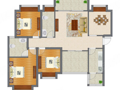 3室2厅 122.50平米