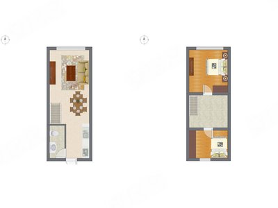 2室2厅 44.61平米