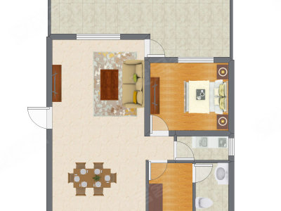1室2厅 79.00平米户型图