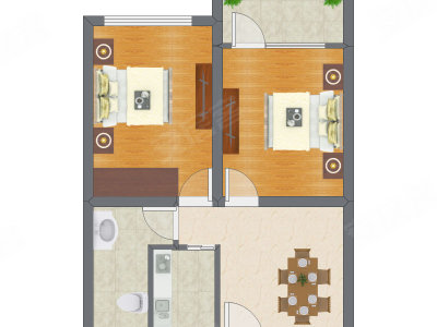 2室1厅 65.44平米