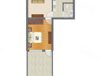 1室1厅 39.15平米