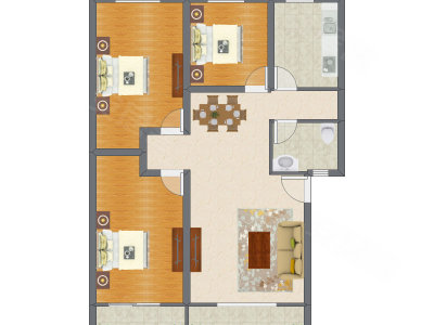 3室2厅 128.79平米户型图
