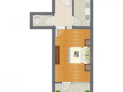 1室1厅 40.70平米户型图