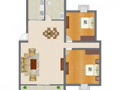 2室2厅 97.76平米户型图