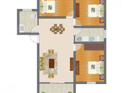 3室2厅 72.53平米户型图