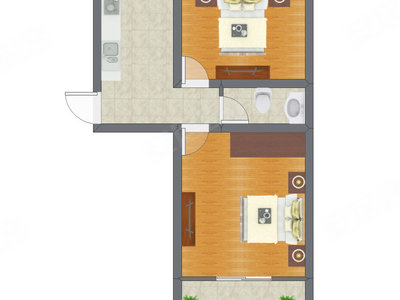 2室1厅 47.00平米户型图