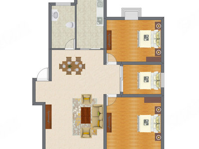 3室2厅 96.72平米