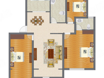 3室2厅 101.52平米