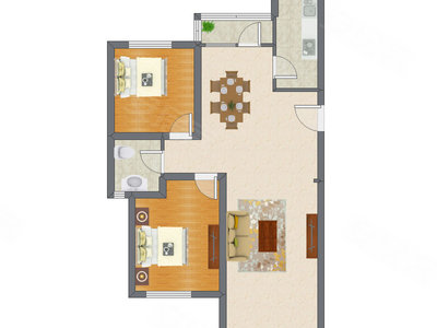 2室2厅 98.67平米户型图