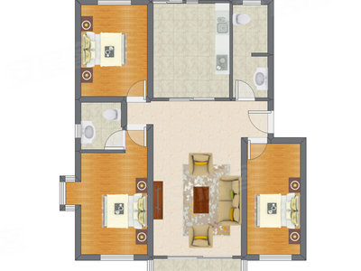3室1厅 135.57平米