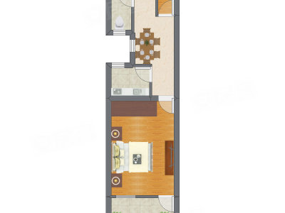 1室1厅 41.30平米户型图