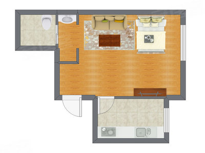 1室0厅 52.66平米户型图